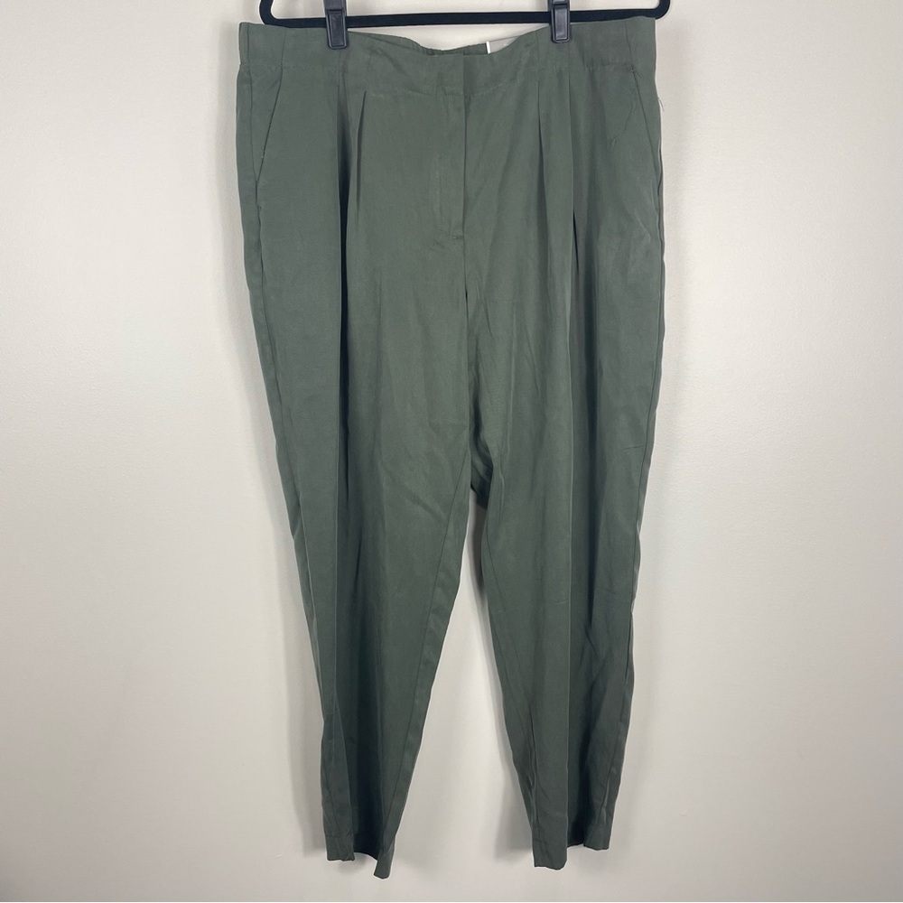 Chico's Skimmer Pants Womens 14 Large Straight Leg Trousers Evergreen Preppy
